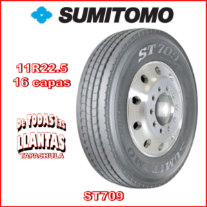 "Llanta para camión Sumitomo ST709 11R22.5 TL 16 146/143L diseño direccional duradero y eficiente."