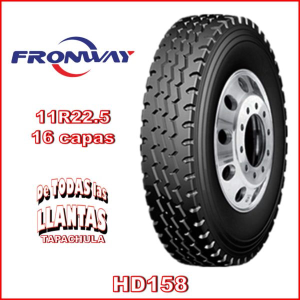 "Llanta Fronway HD158 11R22.5, diseño robusto para ejes motrices en rutas mixtas."