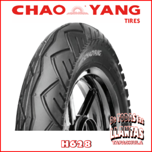 Llanta Chaoyang H628 3.50-10 TT 4 51J para scooters y motocicletas pequeñas, con diseño de banda de rodadura optimizado para excelente agarre y estabilidad.